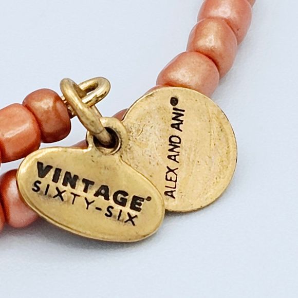 Alex & Ani Bracelet Charm Wrap VTG 66 Savannah Primal Spirit Russian Gold Orange - Picture 3 of 10